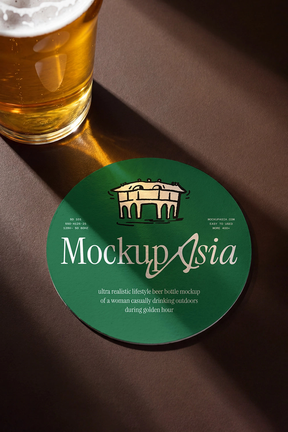 Beer mat mockup with realistic paper texture