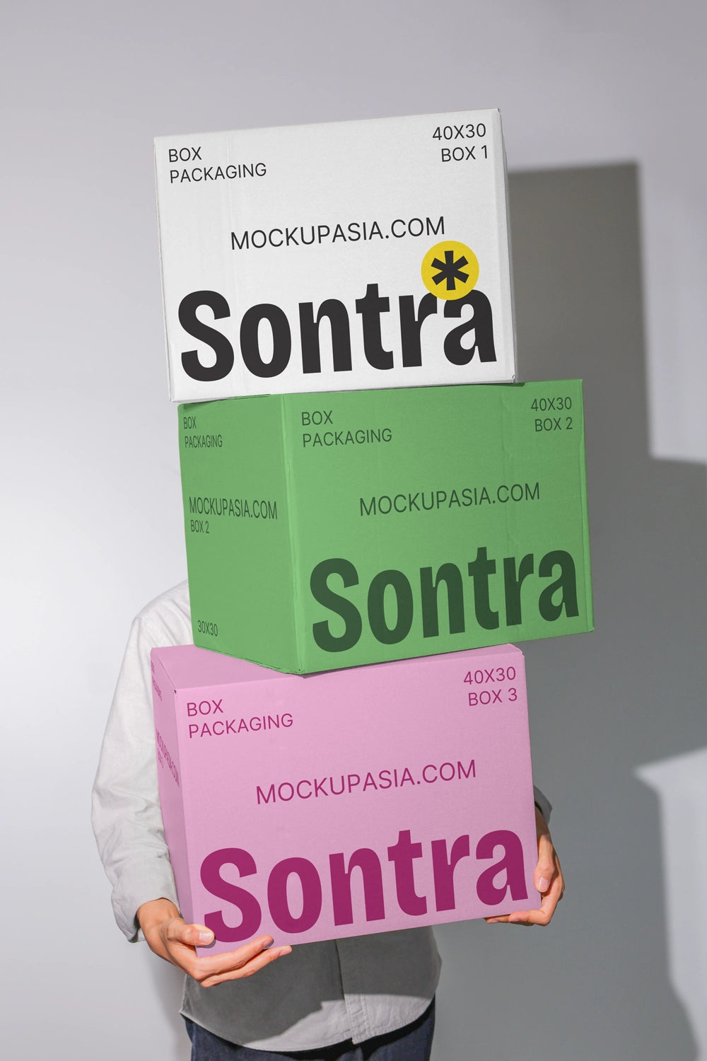 Carton box mockup bundle by Mockup.Asia showing realistic packaging designs for product presentation.