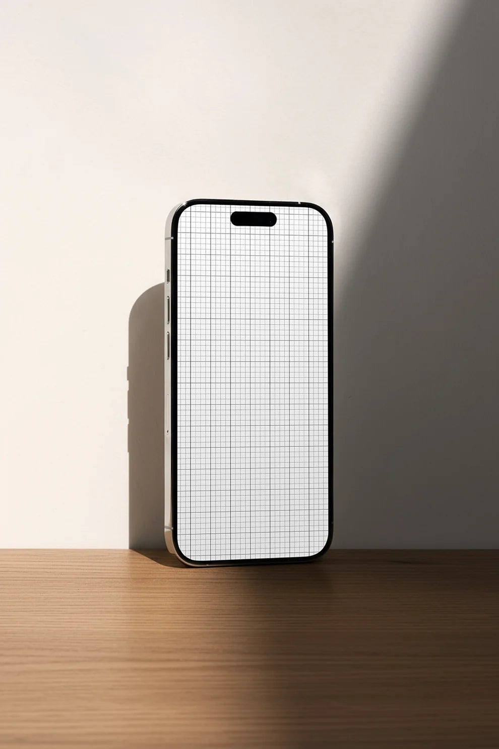 iphone screen mockup with minimal design and soft shadow, modern UI presentation