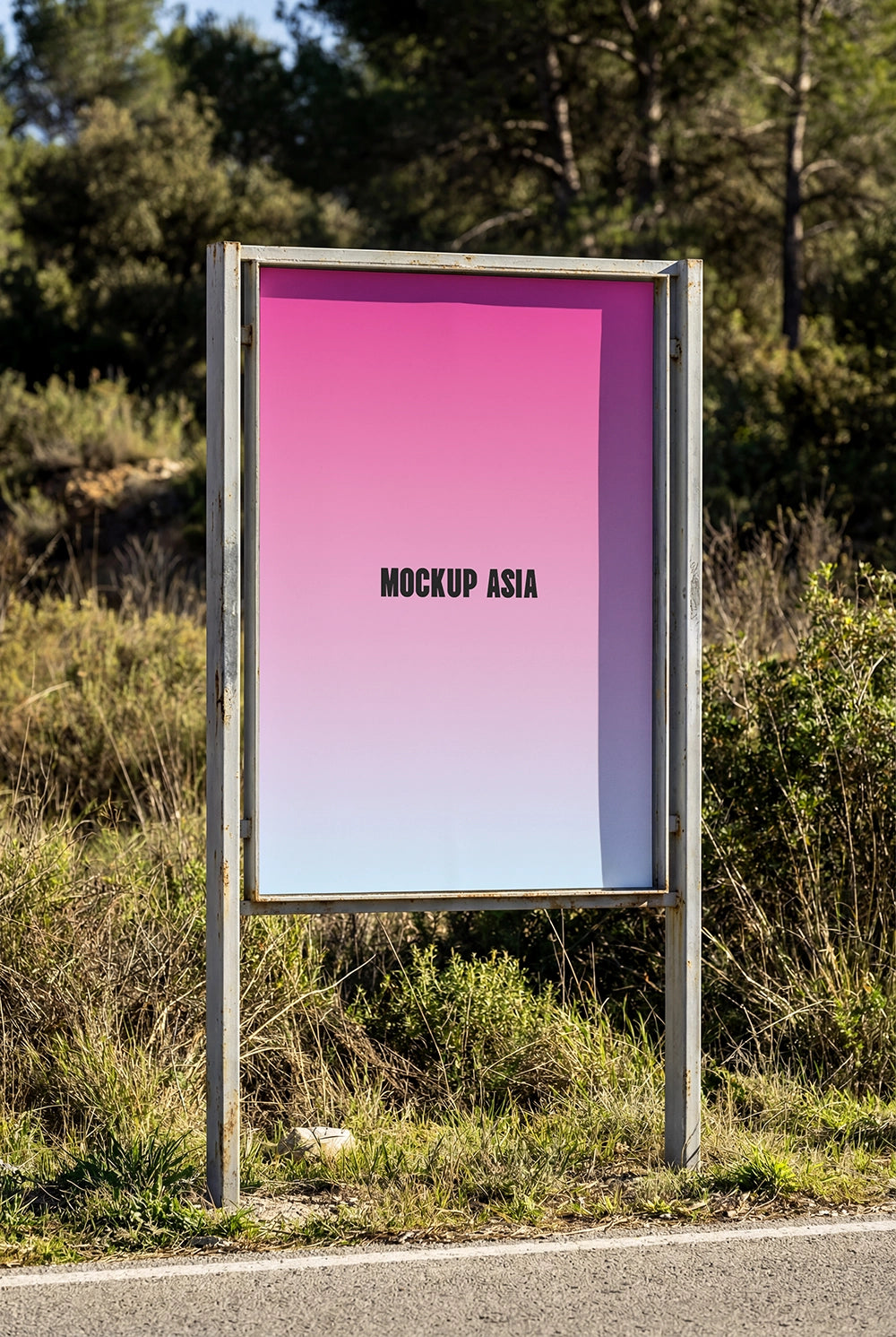 advertising poster display mockup in countryside environment