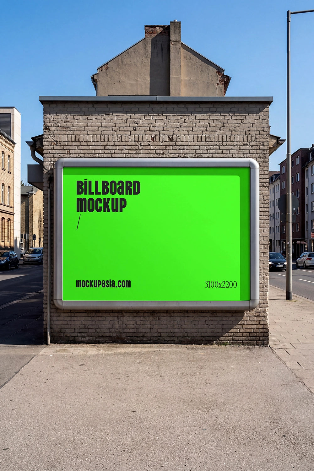 urban wall billboard mockup with clean design and natural daylight street setting
