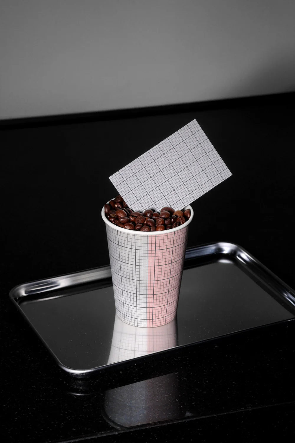 cafe branding mockup with takeaway cup and business card, minimal modern setup