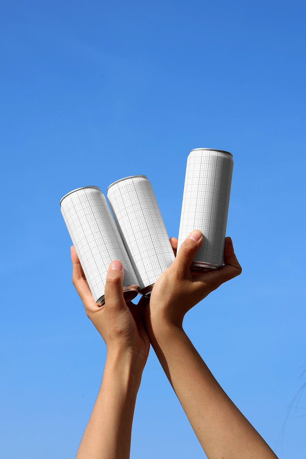 energy drink can mockup group composition outdoor scene
