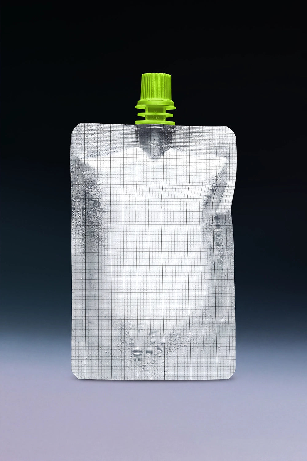 Premium liquid refill pouch mockup with realistic plastic material and soft lighting