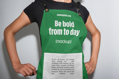 kitchen apron mockup with logo branding, realistic clothing presentation
