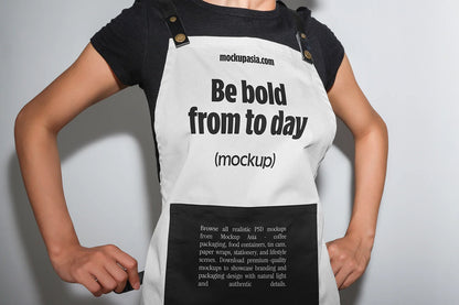 Apron mockup from the Essential Coffee Bundle by Mockup.Asia, featuring a realistic fabric apron with detailed stitching.