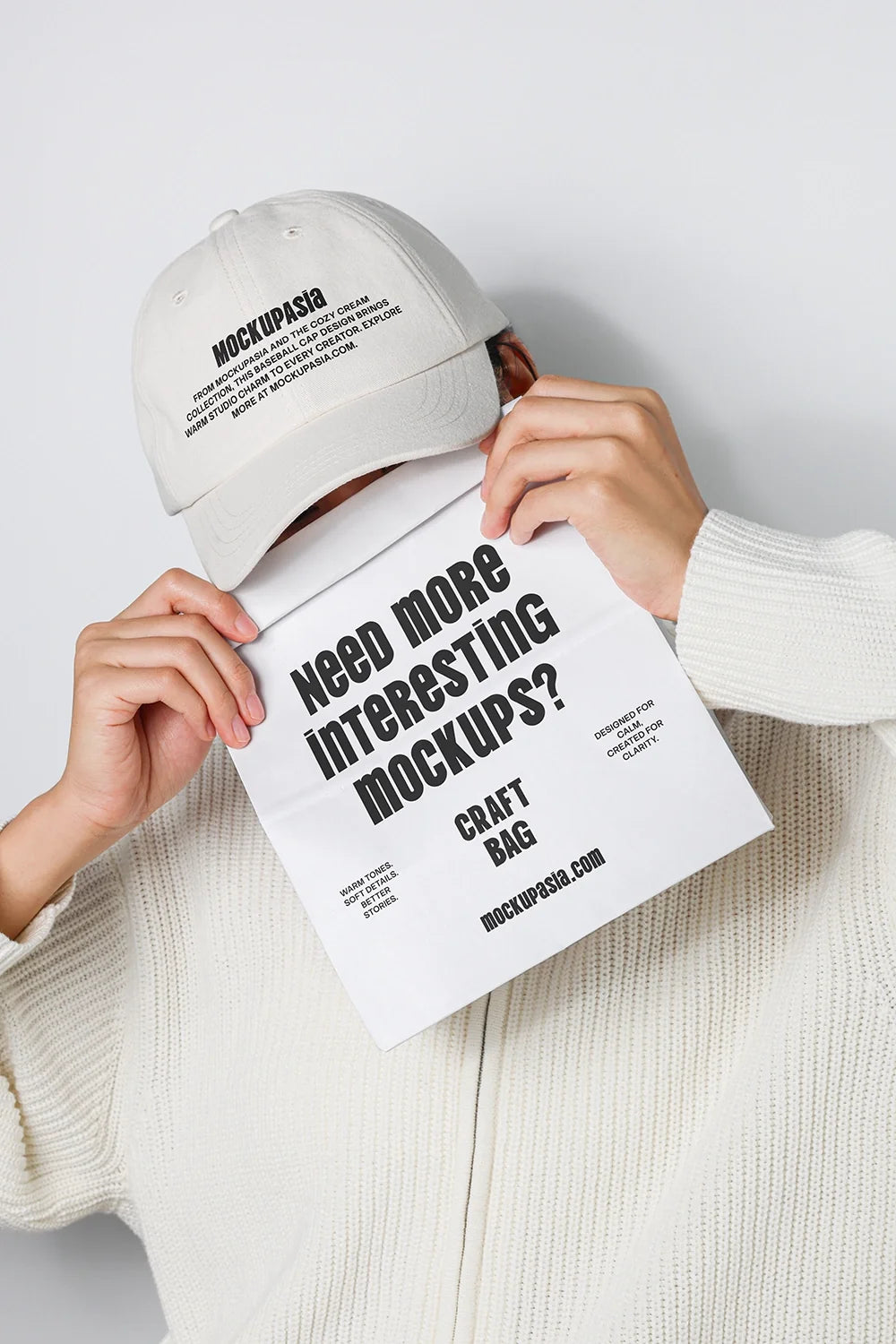 Baseball Cap And Kraft Bag Mockup CCR20 – Mockup.Asia