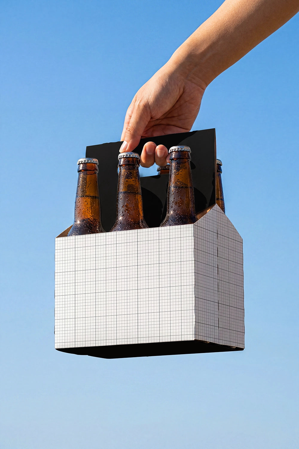 Beer six pack carrier branding mockup with editable packaging surface