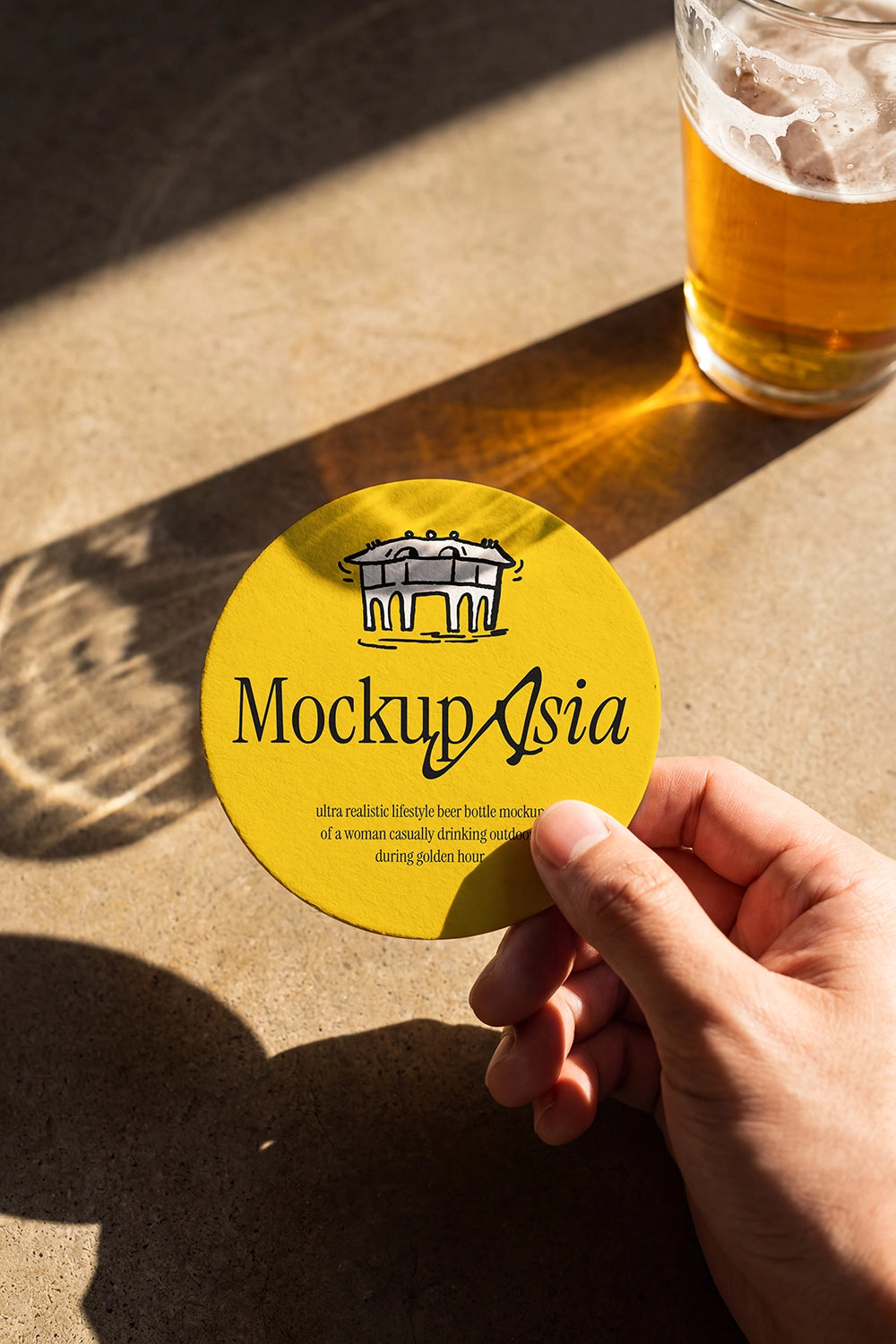 Beer mat mockup for brewery branding and hospitality identity presentation