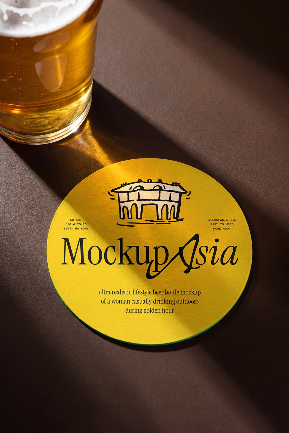 Beer mat mockup with realistic paper texture and editable design surface