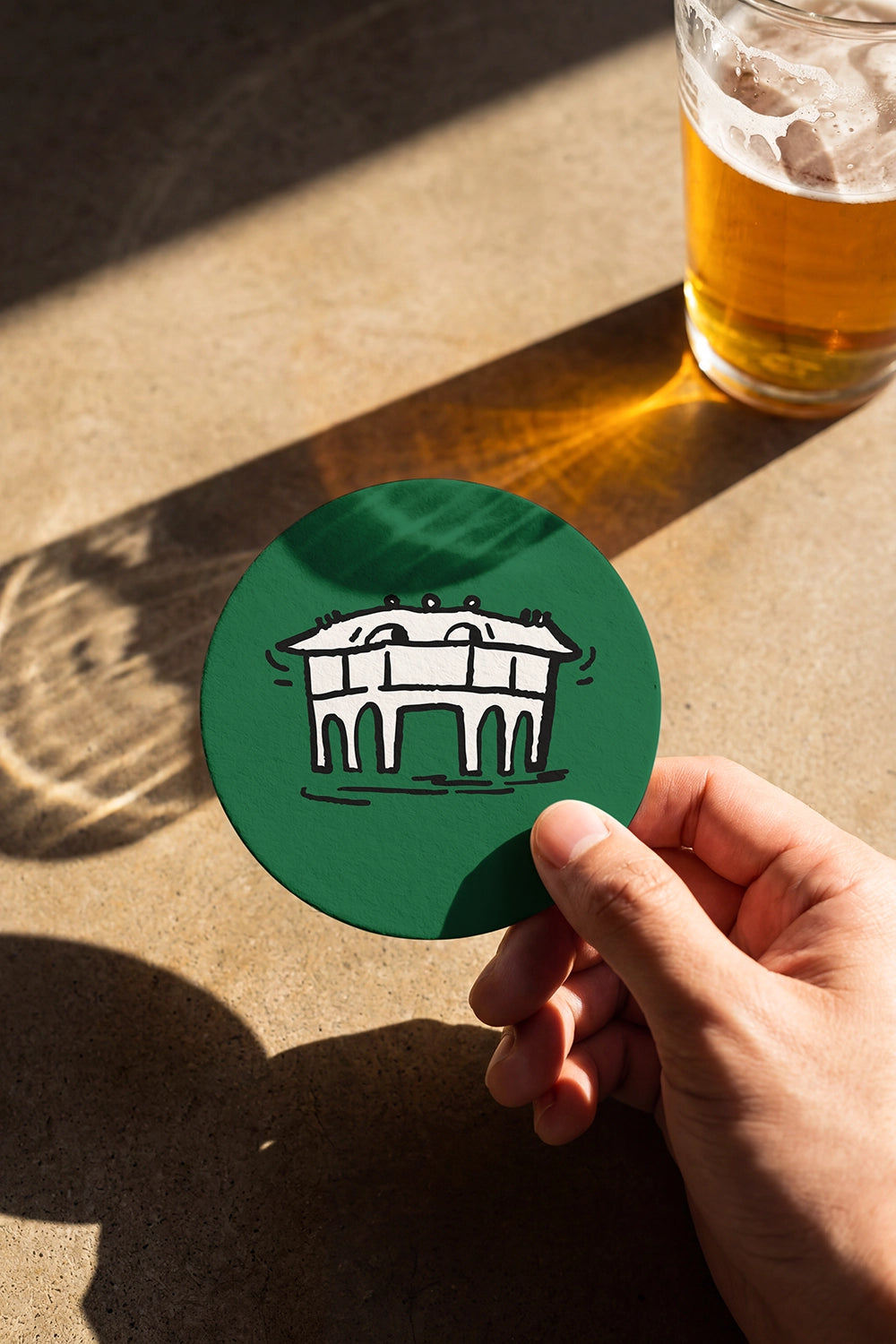 Round bar coaster PSD mockup with realistic paper texture and shadows