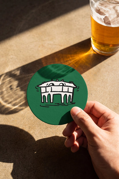 Round bar coaster PSD mockup with realistic paper texture and shadows