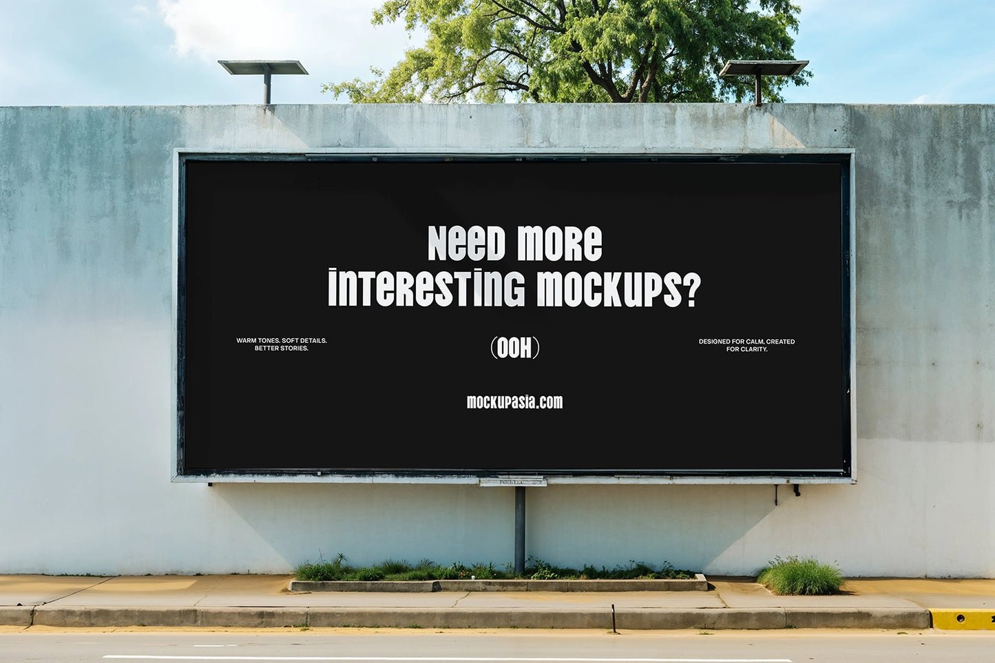 realistic large format billboard mockup with blank display on urban concrete structure