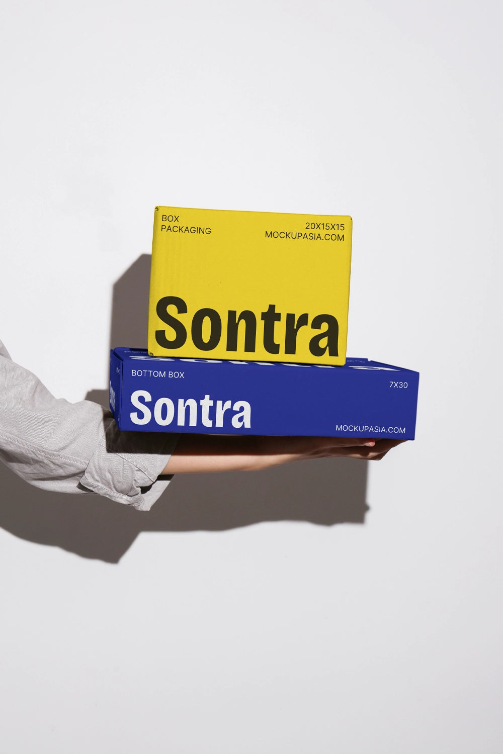 Shipping box mockup bundle with kraft boxes and bold typography branding design