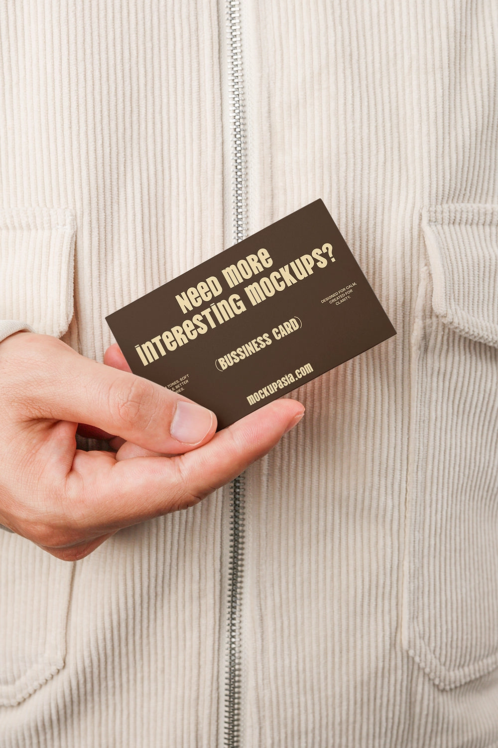 realistic business card mockup with human interaction and clean typography layout