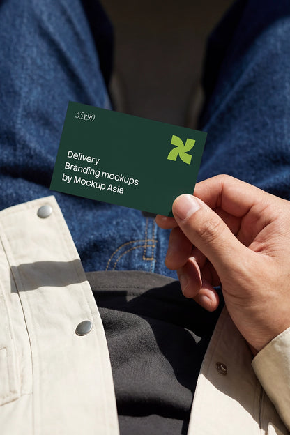 Realistic business card PSD mockup with editable 55x90 card