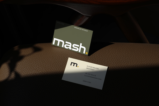 minimal business card mockup on leather surface with dramatic sunlight and natural shadow overlay