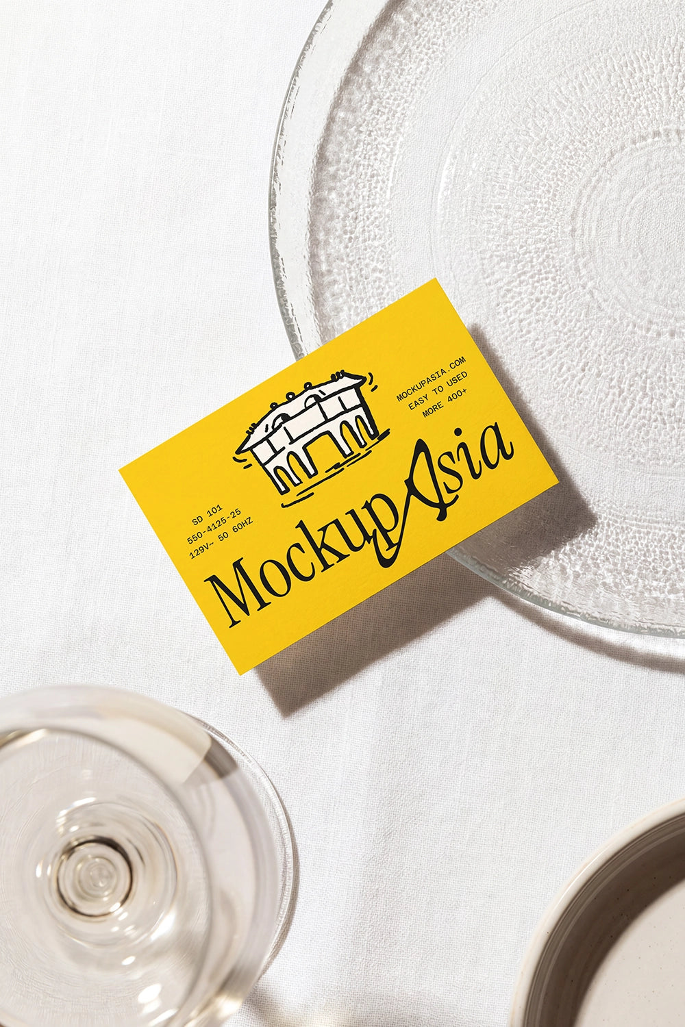 Minimal business card presentation mockup with natural lighting