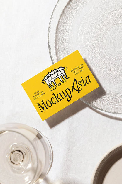 Minimal business card presentation mockup with natural lighting