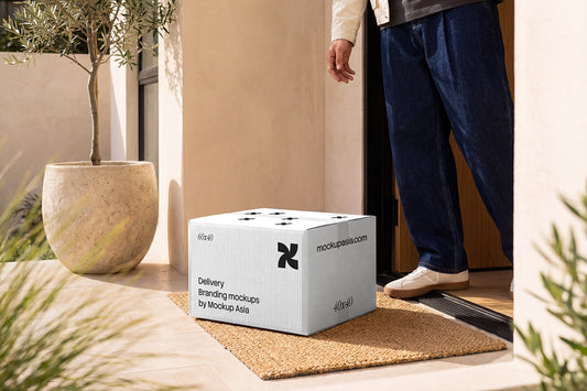 Doorstep delivery box mockup for ecommerce packaging branding