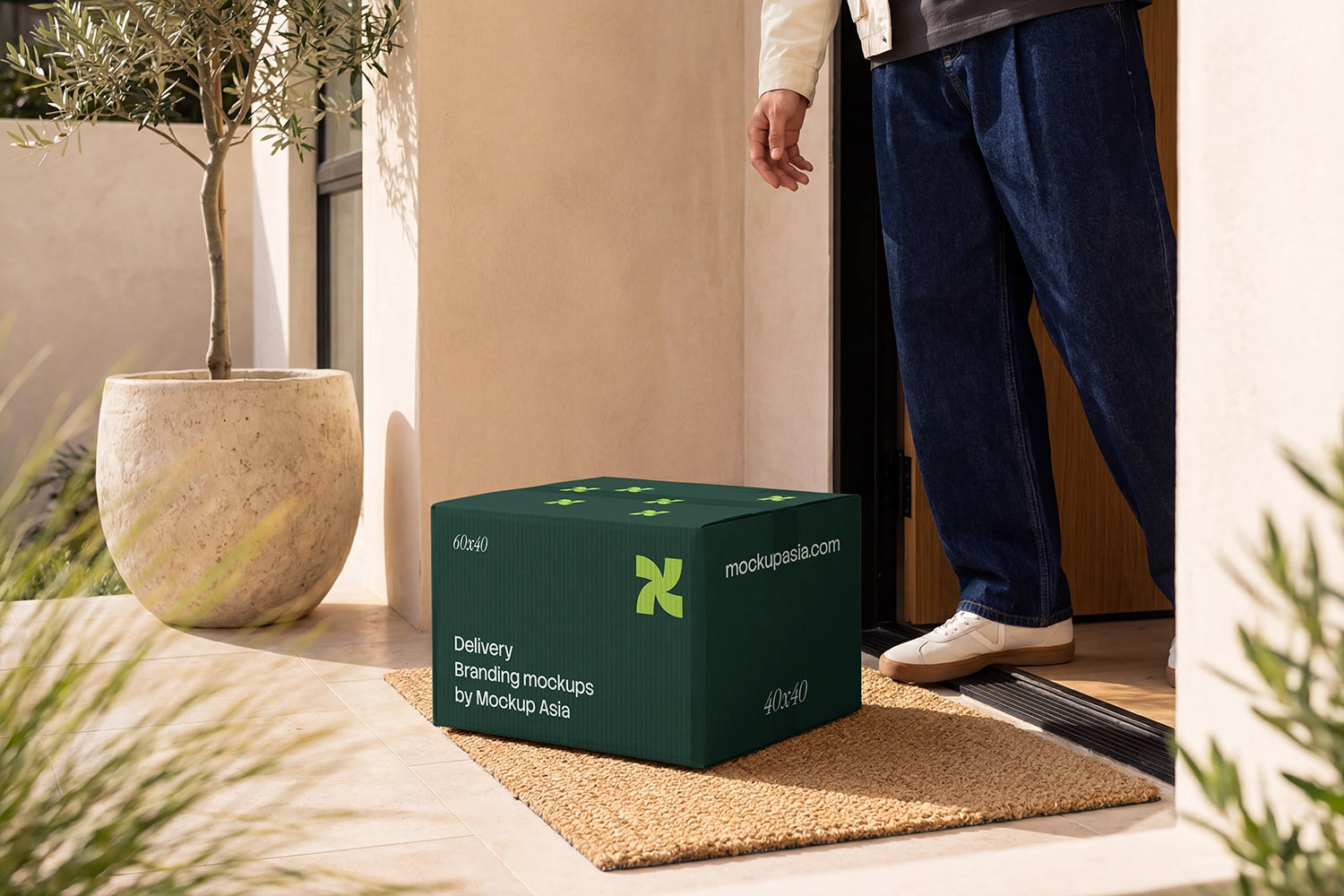 Shipping box mockup PSD for residential delivery presentation