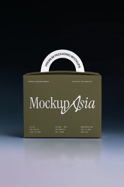 Premium carry box PSD mockup for retail and product packaging presentation