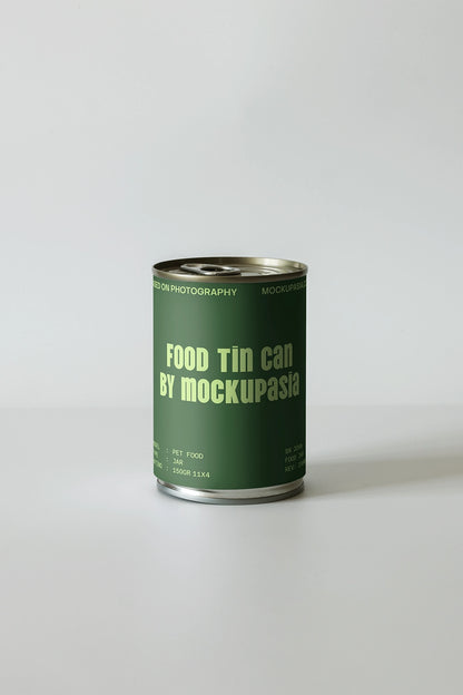 realistic metal tin can mockup for packaging with simple studio lighting setup