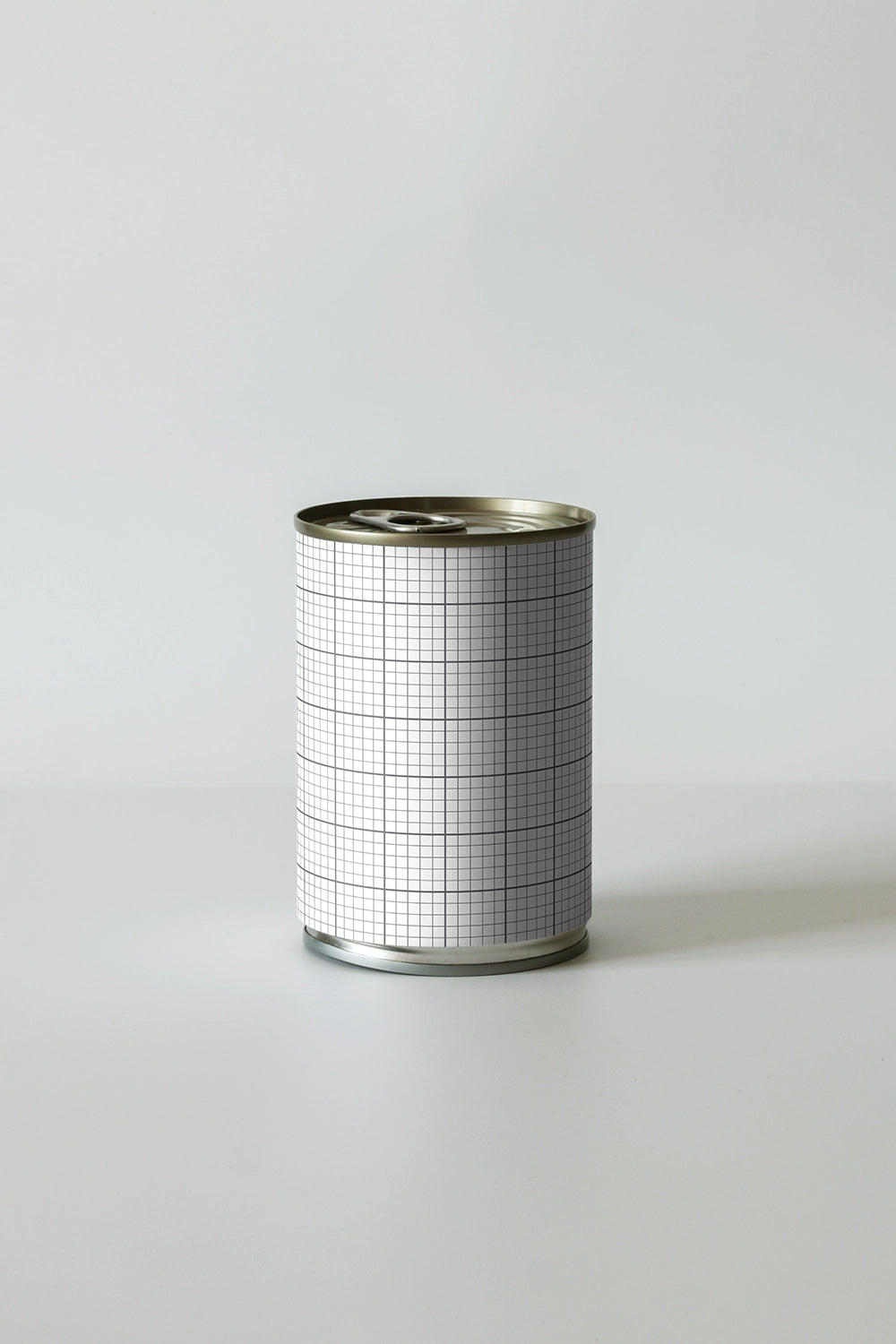 canned food mockup with blank label and minimal aesthetic presentation