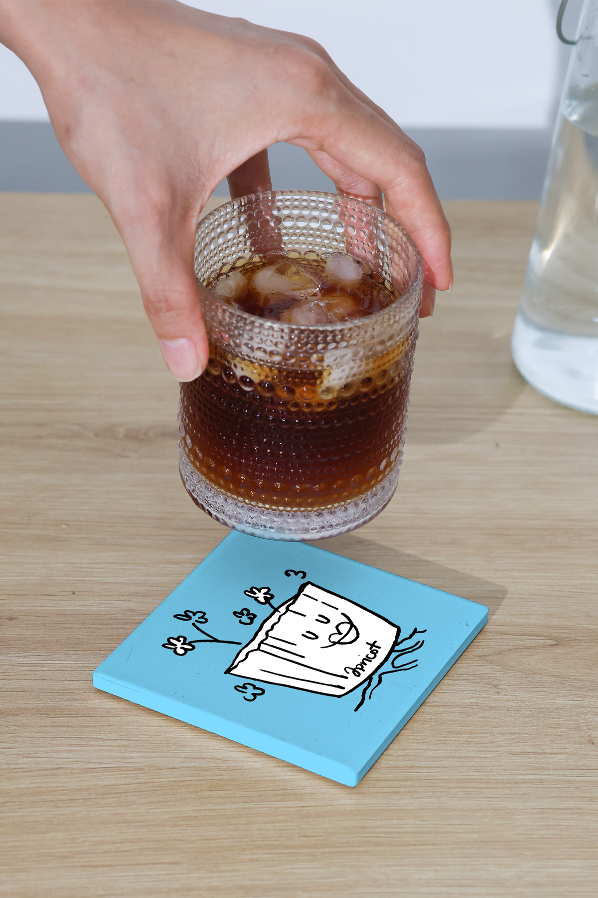 Mockup.Asia Apricots Coffee Collection bundle coaster featuring apricot illustrations and coffee-themed design.