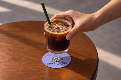 Bar coaster mockup for coffee shop and cocktail lounge logo