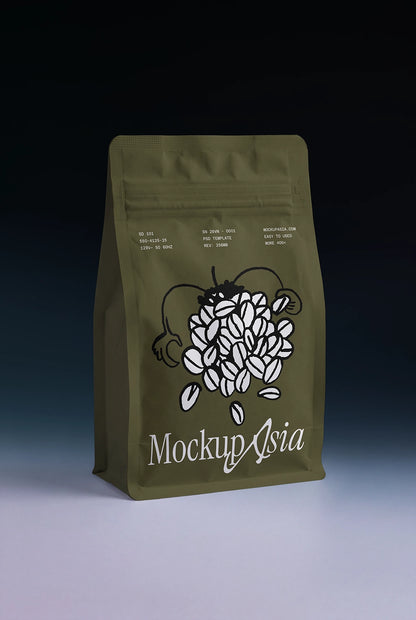 Premium pouch bag PSD mockup for food and retail packaging presentation