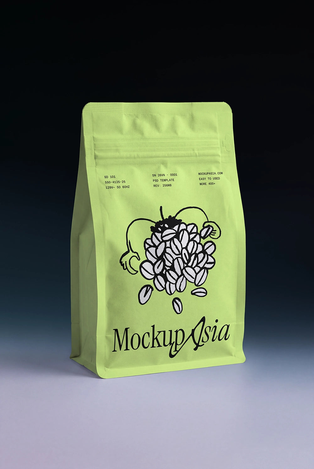 Blank zip pouch packaging mockup with realistic paper texture and soft lighting