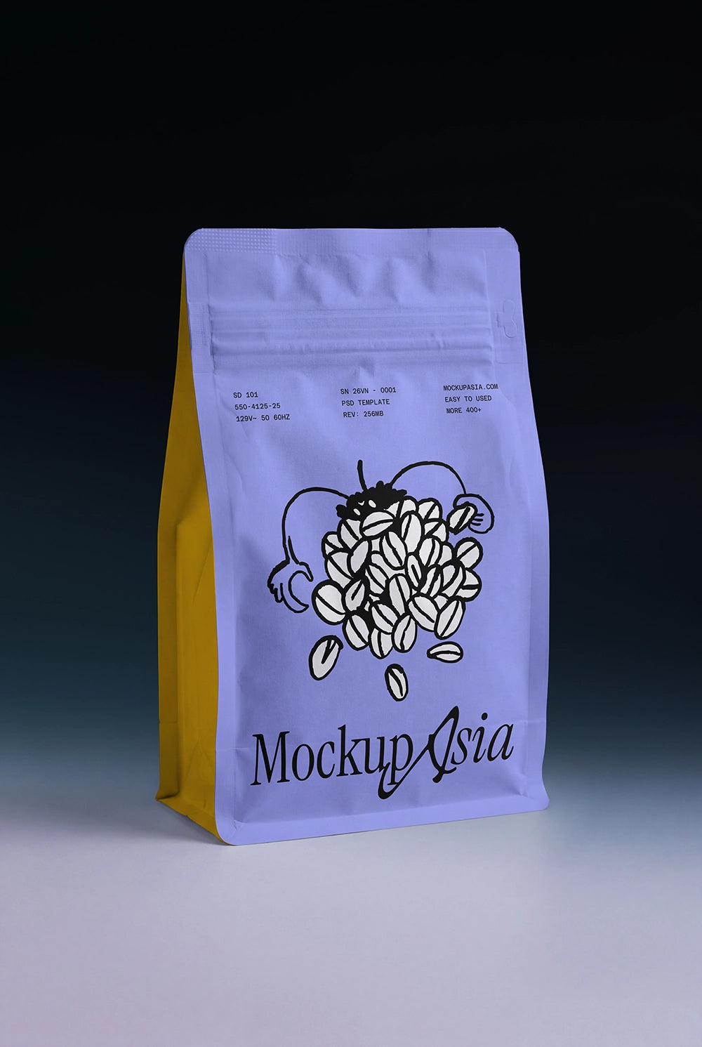Realistic stand up pouch mockup with minimal packaging branding design