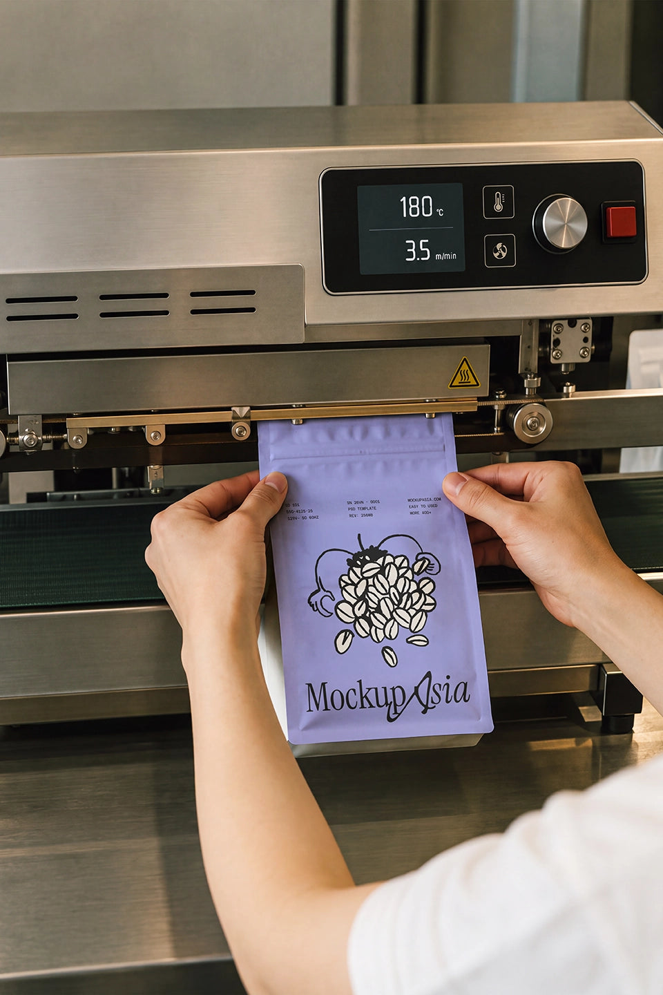Coffee bag with yellow gusset mockup film tone roastery