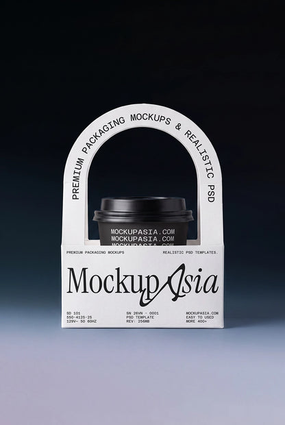 Realistic coffee cup carrier mockup with premium takeaway packaging branding