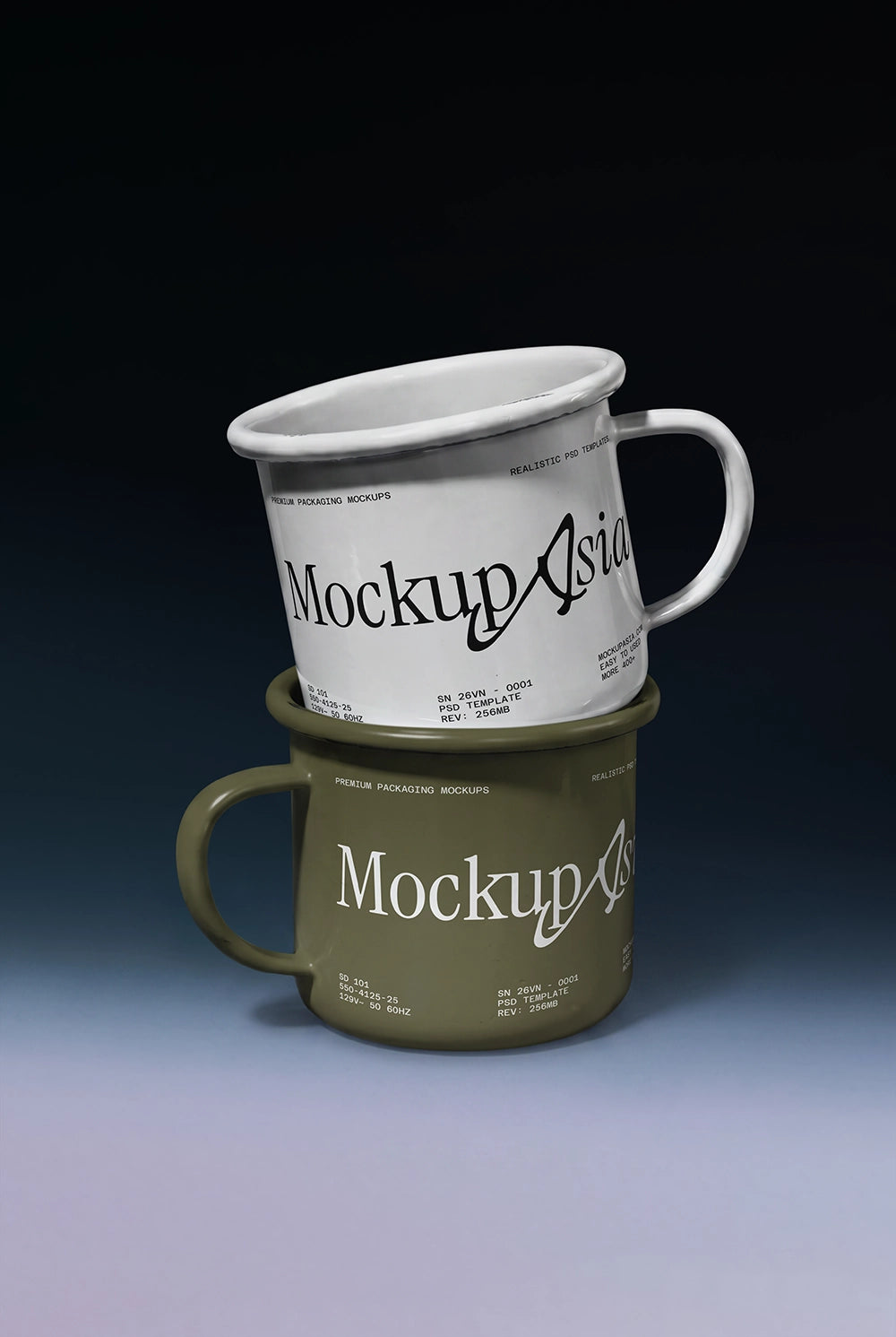 Black and white ceramic mug PSD mockup for café identity design