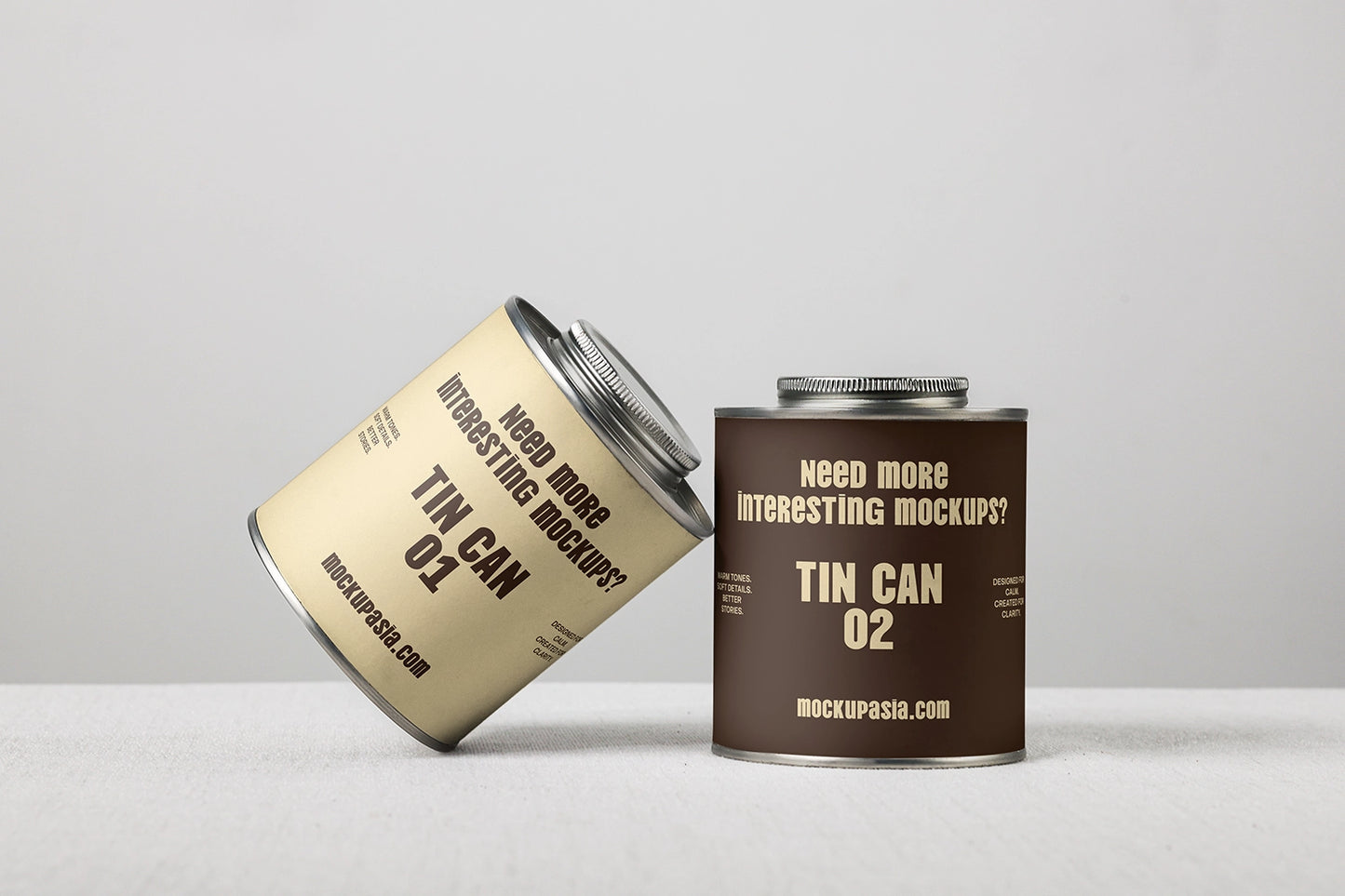 tin can mockup duo with minimal design and clean background, professional product presentation