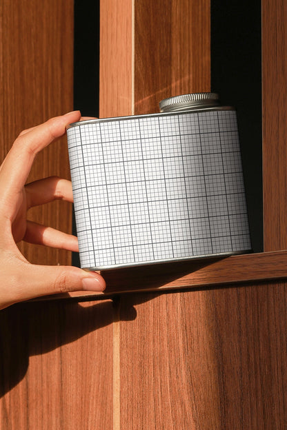 coffee tin packaging mockup with natural sunlight and wood texture, modern product display