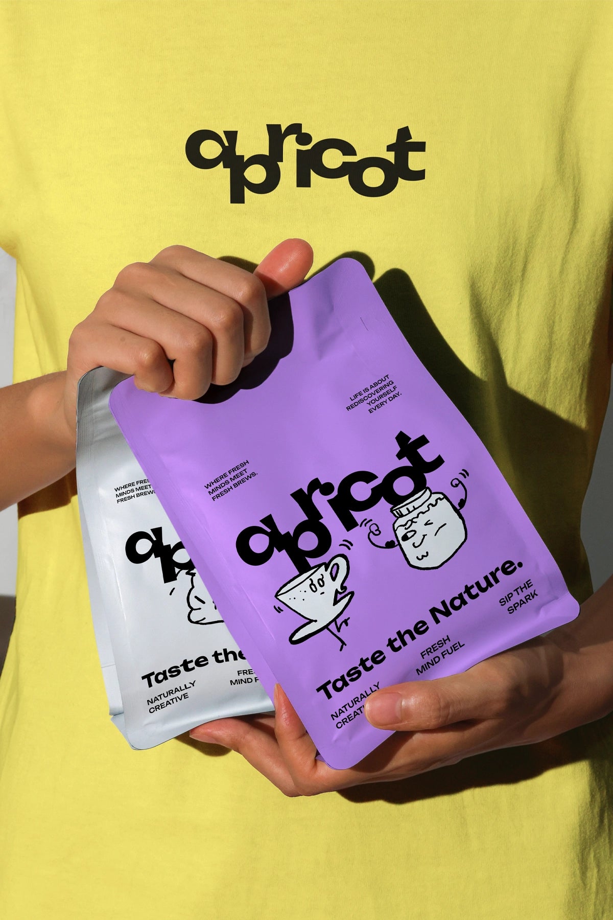 food packaging pouch mockup with clean label design, dramatic light and shadow setup