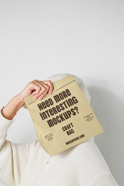 paper bag mockup for branding with soft lighting and lifestyle presentation