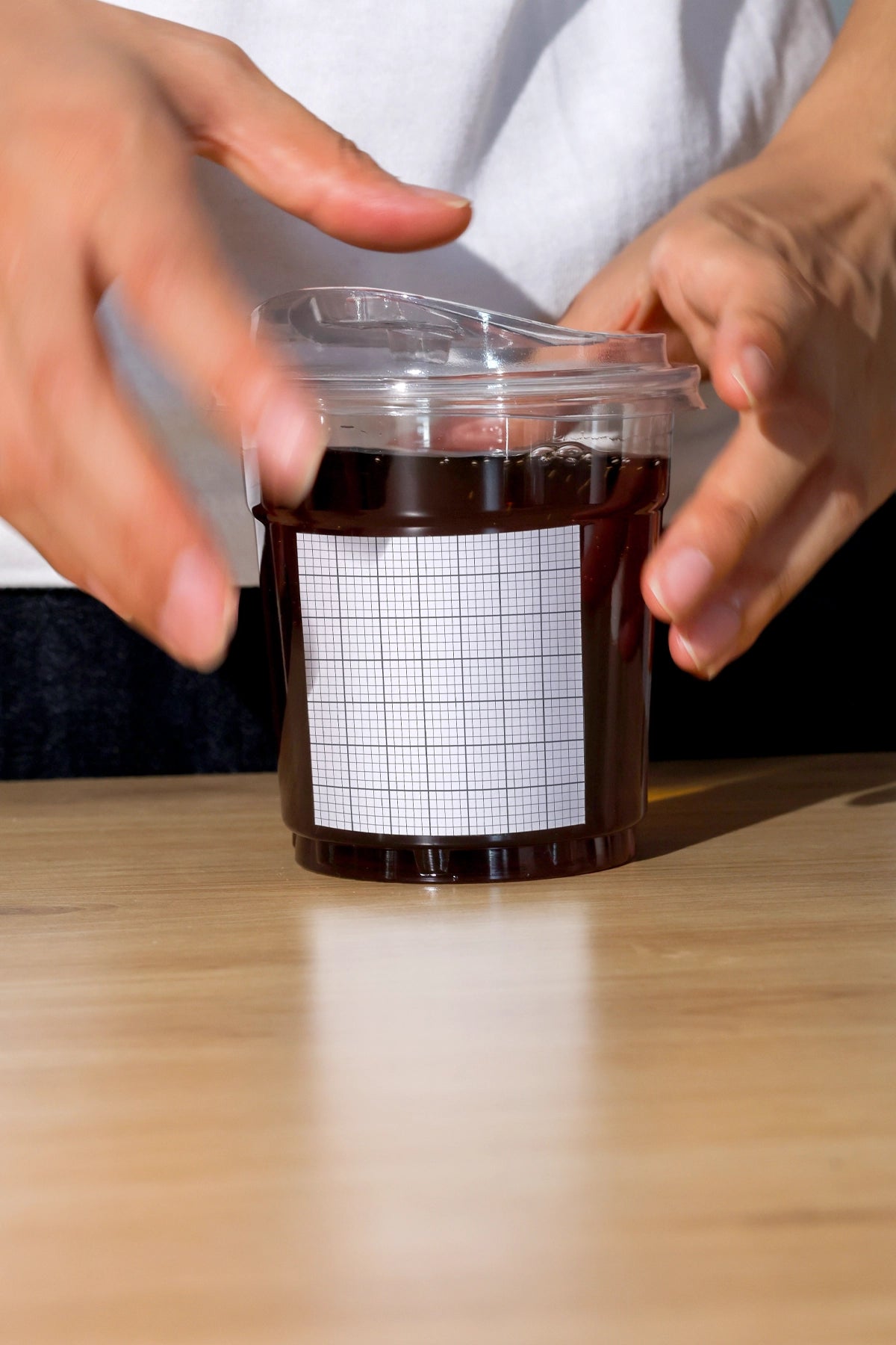 takeaway plastic cup mockup with label design