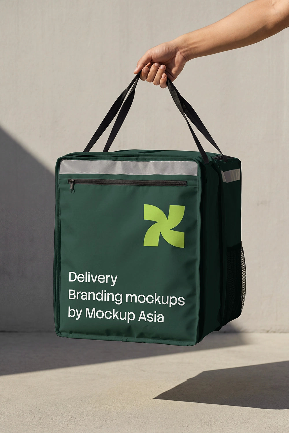 Food delivery box mockup for urban courier and transport branding