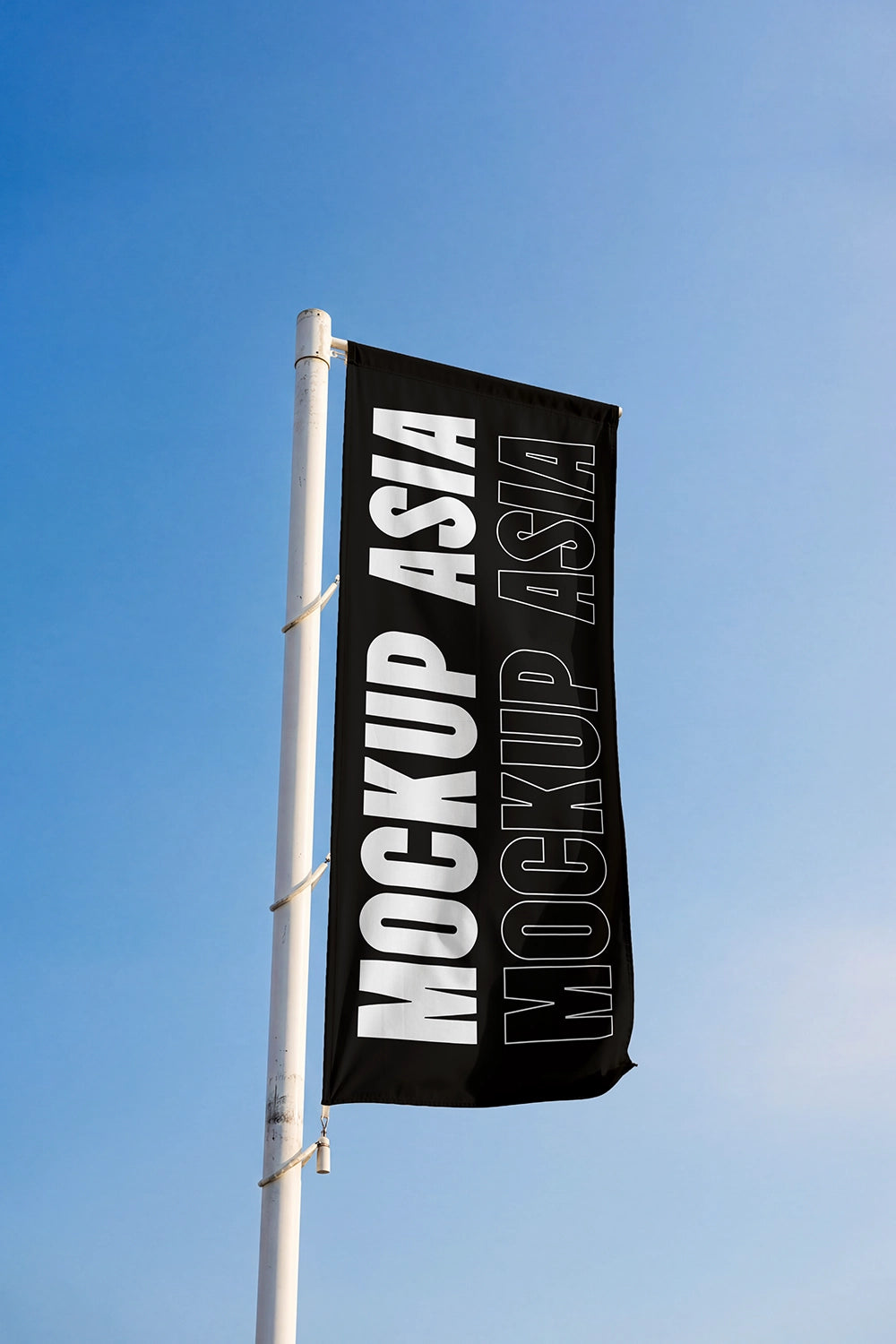 vertical banner mockup with wind flow wrinkles and natural outdoor lighting