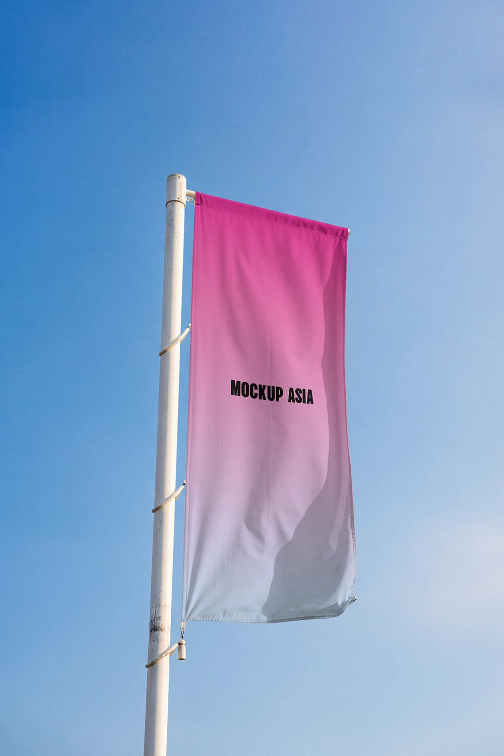 fabric flag mockup showing realistic folds and distortion in sunlight