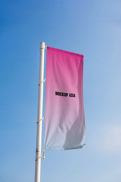 fabric flag mockup showing realistic folds and distortion in sunlight