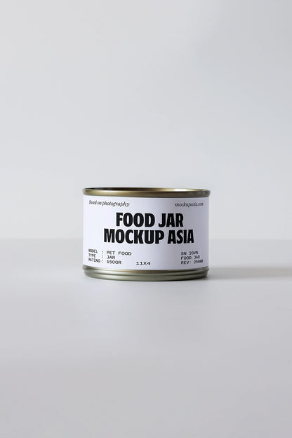food can mockup isolated on clean background with minimal packaging design