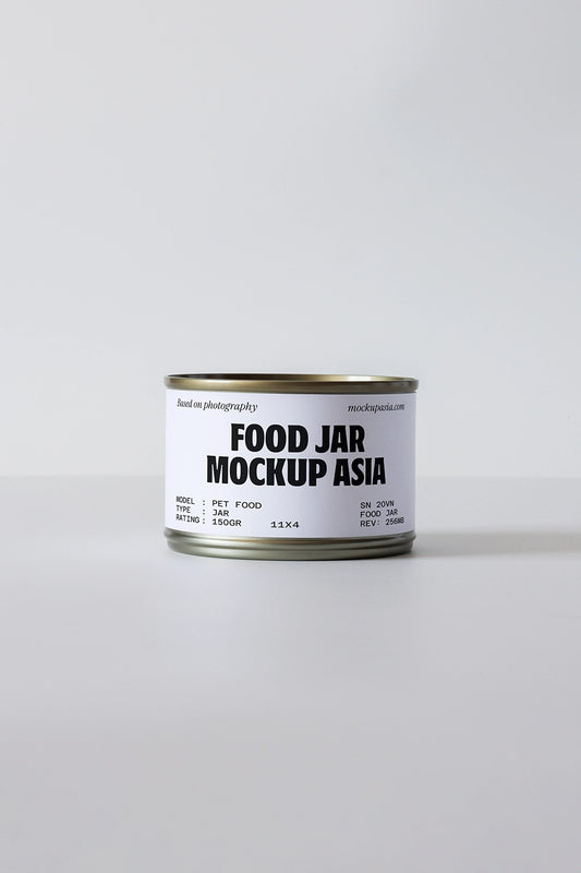 food can mockup isolated on clean background with minimal packaging design