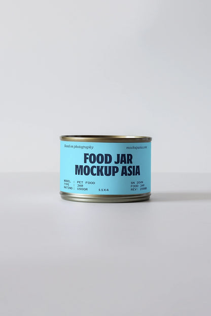 canned food can mockup with clean layout and neutral background presentation