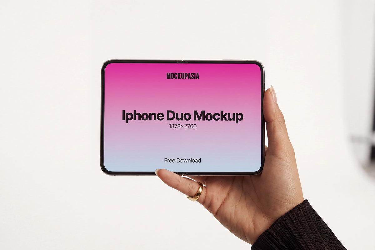 Realistic iPhone duo screen mockup for UI design presentation