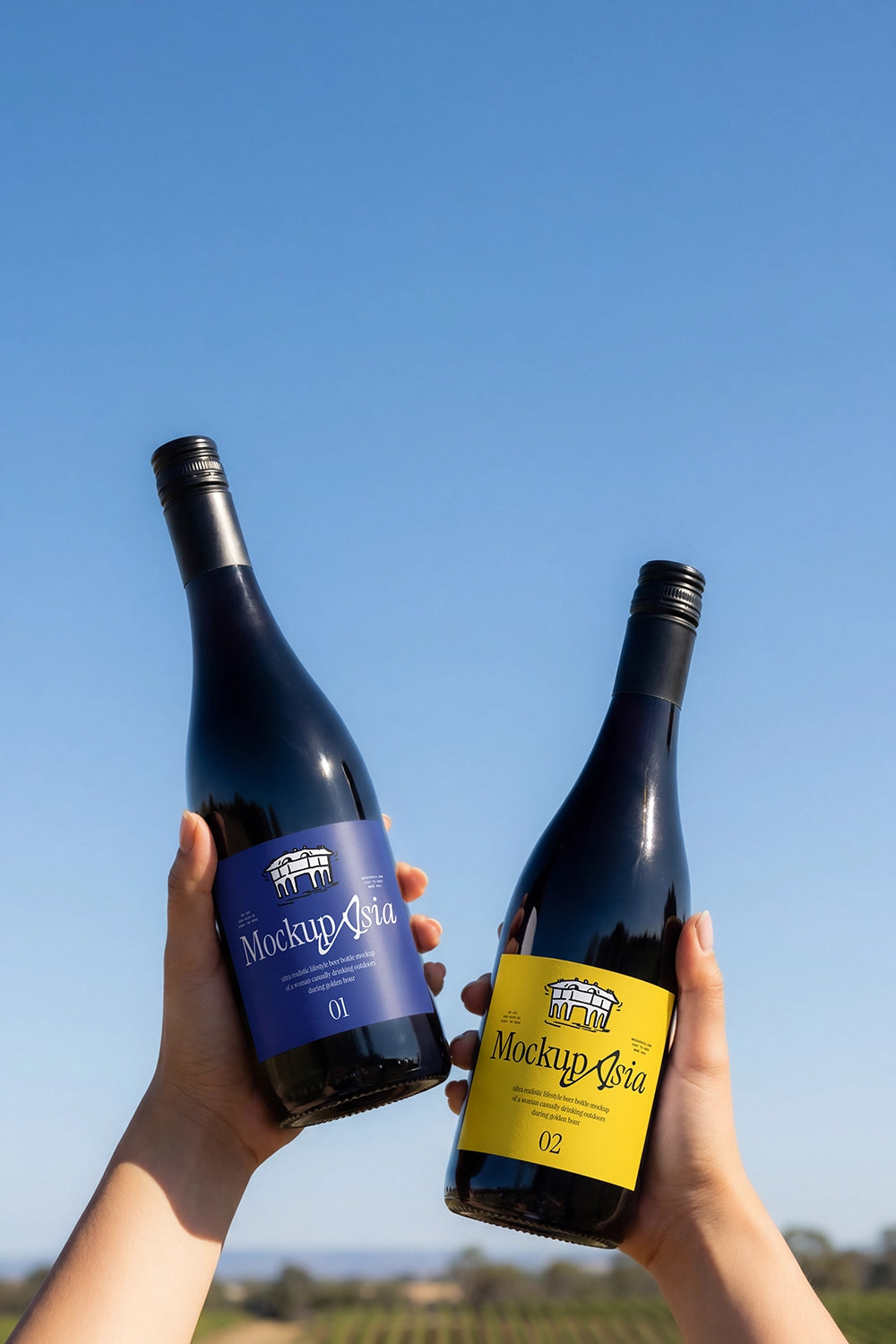 Product line bottle mockup featuring two customizable label designs